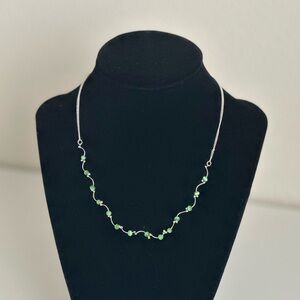 Silver and Green bead necklace